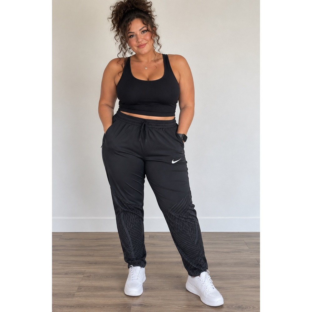 Nike Dri-FIT Slim Fit Soccer Training Pants Black Graphic Joggers Large